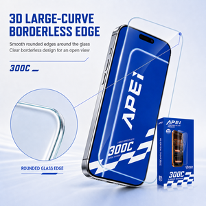 Apei ESD Borderless 300cc Protezione Schermo in Vetro Temperato per <span class=keywords><strong>iPhone</strong></span> 18/17/16e/15 <span class=keywords><strong>Plus</strong></span> Copertura Completa 3D Curvo Spessore 0.5mm - Product Image 3