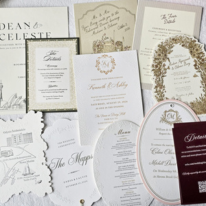 Carte <span class=keywords><strong>d</strong></span>'<span class=keywords><strong>invitation</strong></span> de mariage personnalisée en relief avec dorure à chaud et lettrage en relief, vente en gros - Product Image 6