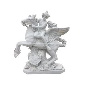Sculpture Sur <span class=keywords><strong>pierre</strong></span> Marbre <span class=keywords><strong>Mythologie</strong></span> Statue Équitation Cheval Volant - Product Image 1