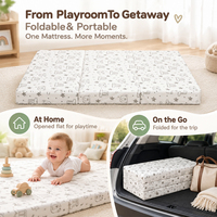 Surmatelas portable pour lit bébé, tapis de jeu pliable pour lit bébé, parc et tapis de sol de voyage, vente en gros, usine OEM ODM