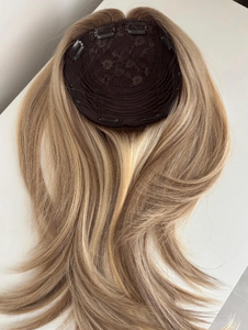 Topper de cheveux humains lisses et respirants de haute qualité 2026, cheveux Remy européens, couleur balayage, finition soie - Product Image 1