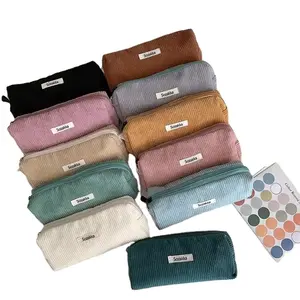 Corduroy Cosmetic Bag Bolsas Estética Mulheres Bolsas ravel Cosmetic Bag Bolsa maquiagem Veludo Portátil Versátil Zipper Pouch