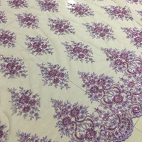 Tela de Encaje con Cuentas de Alta Calidad para Vestidos de Novia, Bordado de Doble Cara con Lentejuelas y Cuentas a Máquina, para Niñas