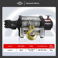 Treuil hydraulique robuste avec câble métallique de 9,3 mm pour le sauvetage de remorques et le remorquage d'excavatrices