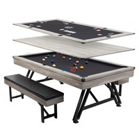 Table de billard avec pieds en métal fabriquée en Chine, 7 pieds, 8 pieds, 9 pieds, fonction 3 en 1, plateau de table à manger et plateau de tennis de table, table de billard à vendre