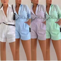 Ensemble de shorts taille haute pour femmes européennes à la mode avec chemise solide surdimensionnée parfaite pour l'été décontracté
