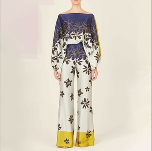 Ensemble 2 Pièces <span class=keywords><strong>Femme</strong></span> Haut et Pantalon Large Imprimé Mode Ample Manches Chauve-Souris - Product Image 5