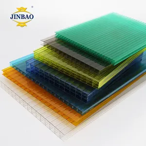 JINBAO Tấm Lợp Polycarbonate Giá Đặc Rỗng Uv Tấm Tổ Ong Sóng Đôi Tường Nhà Kính Tấm Lợp Polycarbonate