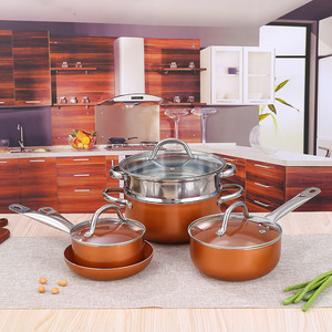 Bộ Nồi Nấu Ăn Kéo Căng Mới Bộ Nồi Nấu Ăn Chống Dính Gốm Màu Bộ Nồi Nồi Nấu Nướng Chống Dính Bằng Đồng 13 Món Tùy Chỉnh - Product Image 2