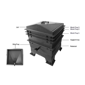 Compostador <span class=keywords><strong>de</strong></span> <span class=keywords><strong>gusanos</strong></span> apilable <span class=keywords><strong>de</strong></span> plástico multicapa con bandeja <span class=keywords><strong>de</strong></span> goteo para residuos orgánicos <span class=keywords><strong>de</strong></span> jardín - Product Image 4