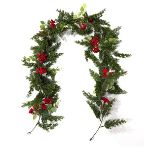 Christmas <b>Garlands</b> Artificial <b>Pine</b> Vine With Red Berries And Eucalyptus 180cm Wall Hanging Decor For Home Door Decoration - Product Image 2