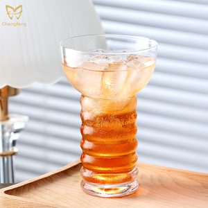 Crystal Pearl Diver Glass Sedoso Copas de cóctel 370ml Unique Caterpillar Copas de cóctel Tallo roscado flauta de champán - Product Image 3