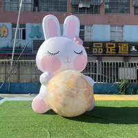 Lune Lumineuse Gonflable en Forme de Lapin pour le Festival de la Mi-Automne, Design Mignon de Dessin Animé, Étanche IP65, Chaleur Extérieure Assurée