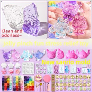 For Sanrio Girls DIY <b>Silicone</b> Squeeze Toys Pinch Fire Paint <b>Seal</b> Jelly Wax Particles Decompression Cat Claw-Part Set - Product Image 2