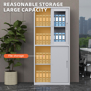 Classeur de bureau en métal design moderne avec porte vitrée Casier de rangement Référence de bons financiers Tiroirs équipés et serrure - Product Image 5