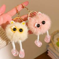 Porte-clés en fausse fourrure de lapin, peluche, pompon, jouet, breloque de sac, cadeau pour femmes et filles, vente en gros