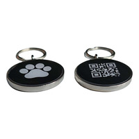 Mini-étiquette NFC en alliage de zinc métallique, étanche, avec code QR vierge, 13,56 MHz, logo personnalisé, ronde, en époxy, pour chien