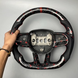 Accessoires de voiture adaptés à la Dodge <span class=keywords><strong>Challenger</strong></span> Charger, volant personnalisé en cuir perforé avec LED et fibre de carbone forgée - Product Image 3