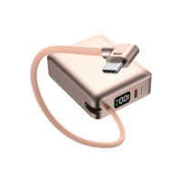 Chargeur portable, batterie externe à charge rapide 20W, mini batterie externe 10000mAh sécurisée pour les voyages, câble USB C intégré