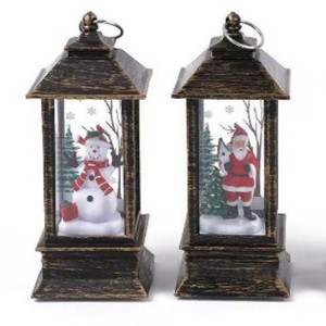 Lanterne de Noël à LED chauffée par piles, en plastique rempli d'eau, lumière chaude, motif bonhomme de neige imprimé, pour la maison - Product Image 6