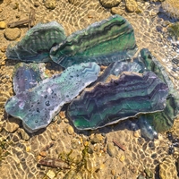 Tranche de fluorite arc-en-ciel naturelle polie, plaque de cristal pour la fabrication de bijoux, décoration intérieure, vente en gros, Feng Shui