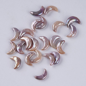 Wholesale Natural Freshwater Pink <b>Pearls</b> Purple Moon Shaped <b>Loose</b> Particles for DIY Necklace Jewelry - Product Image 1