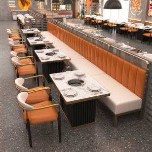 Thương mại Rock tấm lẩu bàn ghế đá cẩm thạch hàng đầu tích hợp cảm ứng Nồi Nướng Giá cho nhà hàng thịt nướng chuỗi - Product Image 1