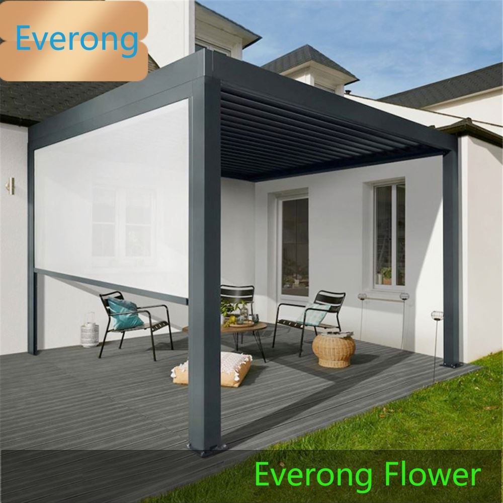 Роскошная Современная наружная беседка алюминиевая водонепроницаемая жалюзи на крыше металлическая Садовая Беседка