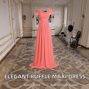 Vestidos de Dama de Honor Elegantes y Personalizados de Encaje Casual con Cuello en V, Corte en A, Maxi, Ecológicos, sin Espalda y Transpirables para Mujer - Product Image 2