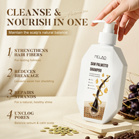 Shampoing MELAO en gros pour la croissance des cheveux à base de palmier nain, bloqueur de DHT avec huile de graines de citrouille, caféine et peptides pour la prévention de la perte de cheveux