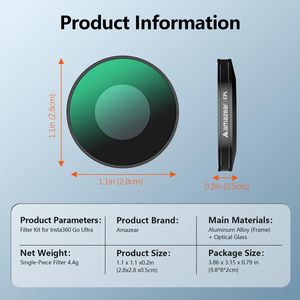 Amazear HD Lens <b>Filter</b> Kit for Insta360 GO Ultra Camera Easy Install ND/CPL <b>Filters</b> Set with ND8/ND16/ND32 for Vlogging - Product Image 6