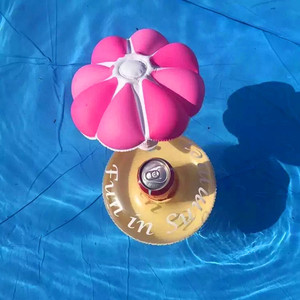 Posavasos inflable de PVC con forma de hongo, rojo y azul, flotante para piscina, para uso en verano. - Product Image 2