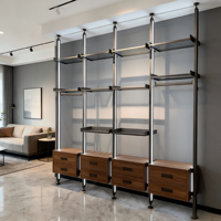 Support de placard personnalisable en alliage d'aluminium luxueux et minimaliste avec panneau en verre pour dressing moderne et armoire complète