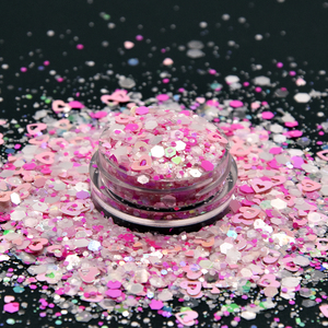 Resistente solvente poliéster brillo <span class=keywords><strong>por</strong></span> kilos a granel Rosa mix corazón brillo grueso, mezcla de San Valentín brillo - Product Image 1