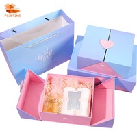 Boîte cadeau rigide magnétique à double porte ouvrante en carton noir avec logo imprimé de luxe pour parfum, vin, cosmétiques