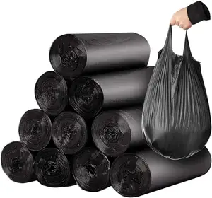 Rollo desechable para cocina, sala de estar, oficina, Hotel, Hospital, gran capacidad, PE negro degradable, a prueba de olores, almacenamiento enrollable, bolsa de basura