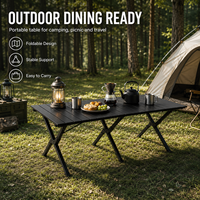 Mesa Plegable de Aluminio Negra, Mesa de Camping y Picnic Resistente y Duradera