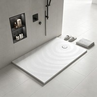 Receveur de douche en quartz texturé massif avec drain central, base de douche en pierre artificielle, dimensions personnalisées, salle de bain moderne