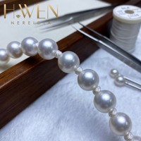 Collier de perles d'eau douce naturelles blanches parfaitement rondes de qualité 4A, 7-8 mm, avec un lustre intense de type Akoya, tendance 2026