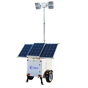 Outdoor Ultra Bright LED Portable Light Solar Trailer Mobile Security LED Lighting System Tower For Temporary Illumination