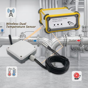 <b>Wireless</b> Dual <b>Temperature</b> <b>Sensor</b> Wire Leads Waterproof Analog Digital Display High Accuracy 0.25% for Industrial Pipe Monitoring - Product Image 1