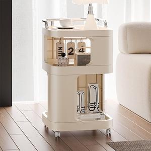 寝室用ファッションデザイン2層プラスチック収納ラック多機能雑貨収納キャビネット大容量移動式キャビネット棚 - Product Image 1