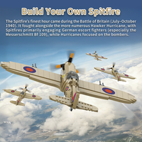 Modèle de construction d'avion Supermarine Spitfire pour garçons de 5 à 7 ans - Jouet éducatif - Ensemble de construction en plastique avec vidéo 1080p FHD