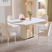 Ensemble de table et de chaises de salle à manger ronde extensible en bois moderne de luxe, 4, 6, 8 places, designs de meubles blancs multifonctionnels