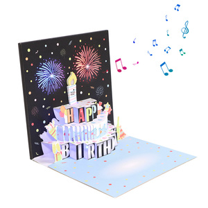 Tarjeta de Cumpleaños Musical 3D para Niños, Impresión Offset en Color CMYK, Corte Láser, Luz, Hecha a Mano, Tarjeta de Papel Pop-up Soplable - Product Image 3