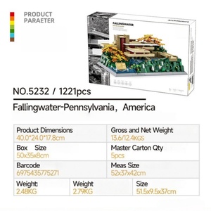 Blocs de construction Fallingwater, modèle d'architecture célèbre de Pennsylvanie, États-Unis, décoration de collection, cadeau, vente en gros OEM - Product Image 2