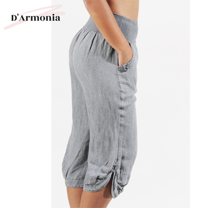 Shorts décontractés pour femmes de style italien, nouvelle mode, couleur unie, coupe slim pour l'été, taille élastique, devant plat - Vente en gros - Product Image 2