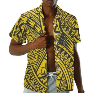 Vente en gros Chemise à col boutonné à manches courtes pour hommes Tatouage tribal polynésien <span class=keywords><strong>floral</strong></span> Design décontracté Plage tropicale pour hommes - Product Image 3