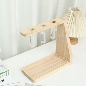 Soporte de Madera para Plantas, Estante de Madera Maciza Moderno para Escritorio, Soporte Interior para Plantas Hidropónicas con Tubos de Ensayo de Vidrio - Product Image 2