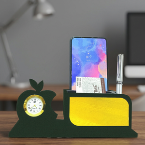Desktop <b>Phone</b> Holder <b>Stand</b> with Clock Pen Holder Table Riser for Office <b>Desk</b> Corporate Gift - Product Image 5